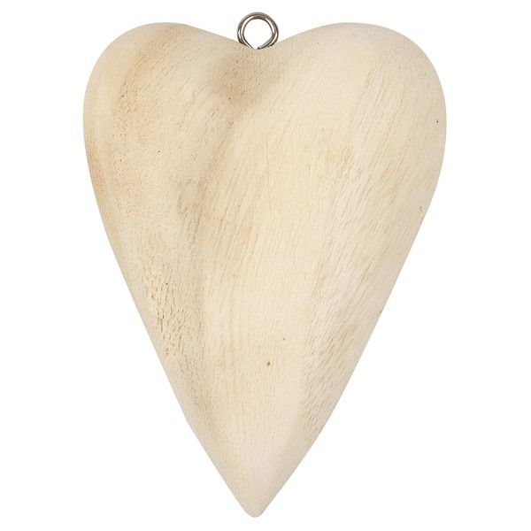 Large Solid wood hanging heart 11.5x8.5cm