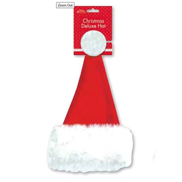 Deluxe Christmas Santa Hat with furry trim -41cm