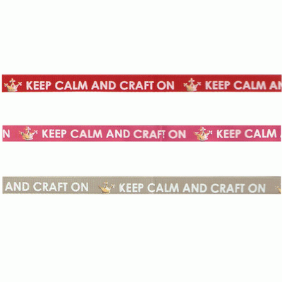 Keep calm & craft on - hot pink grosgrain ribbon 10mm x 20m