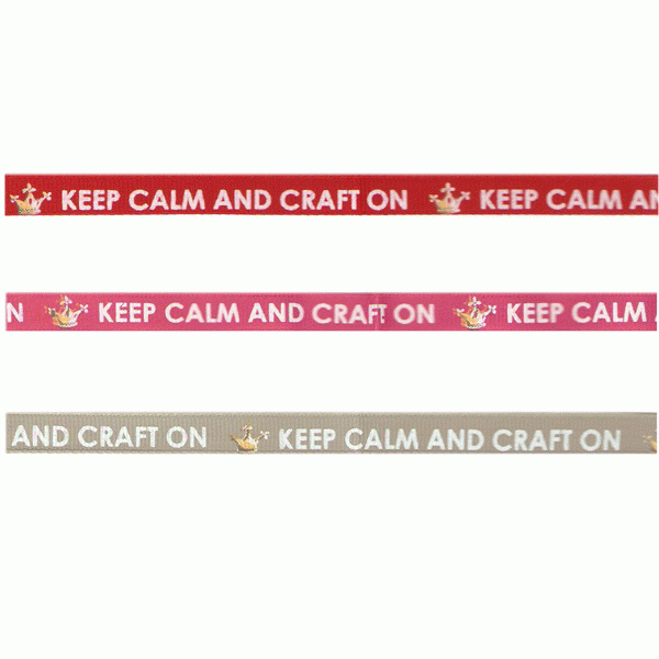 Keep calm & craft on - hot pink grosgrain ribbon 10mm x 20m