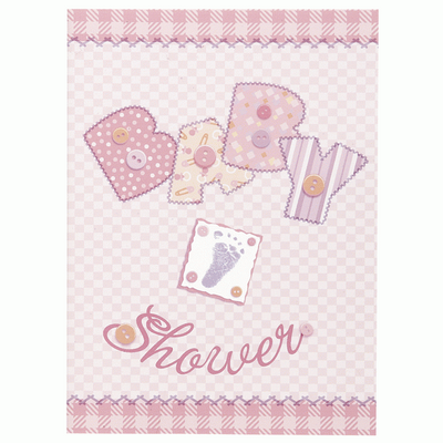 BabyShower Pink Stitch Invitations - pk8
