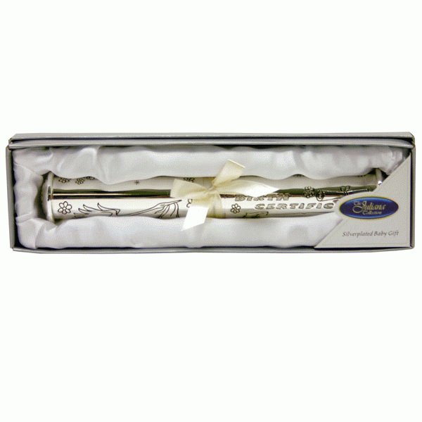 Silverplated Birth certificate holder