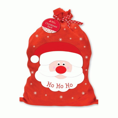 Christmas starry santa sack with applique face 73x50cm
