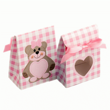 Teddy Bear Pink - Sacchetto with Heart Shaped Window 80mm