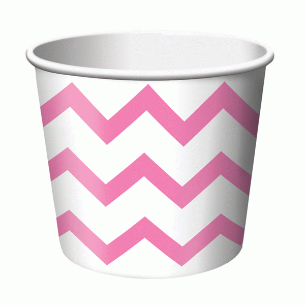 Candy Pink Chevron Stripe Treat Cups  - 6pk
