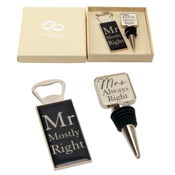 Amore By Juliana Mr & Mrs Bottle Stop and Opener Set