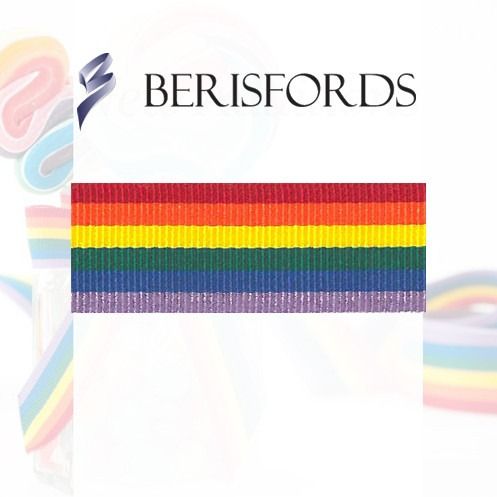 Rainbow design ribbon 35mm x 20m by Berisfords