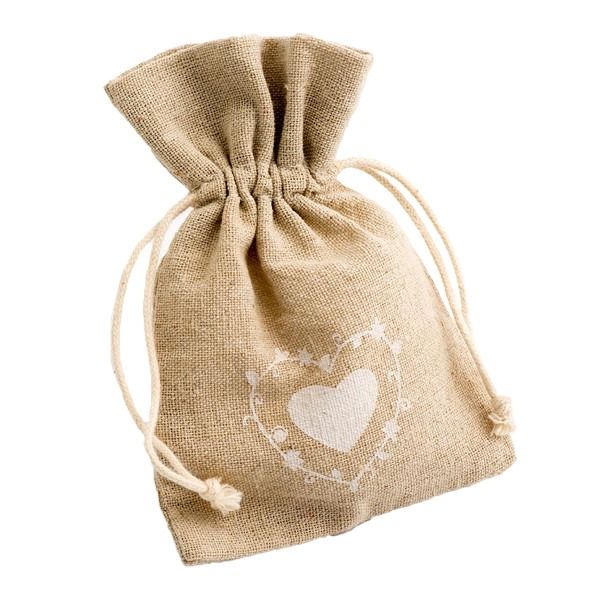 Rustic Heart Print Large Hessian Bag