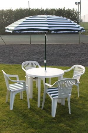 striped garden parasol