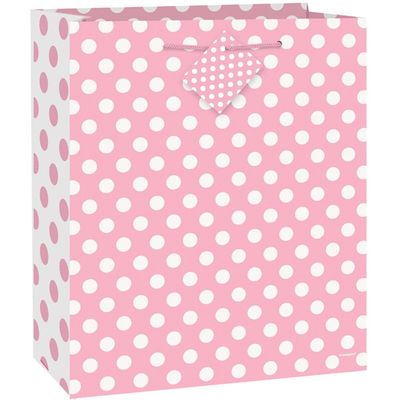 Lovely Pink Polka Dot Large Giftbag 10x12