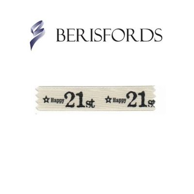 Happy 21st Birthday Ribbon 15mm x 4m by Berisfords