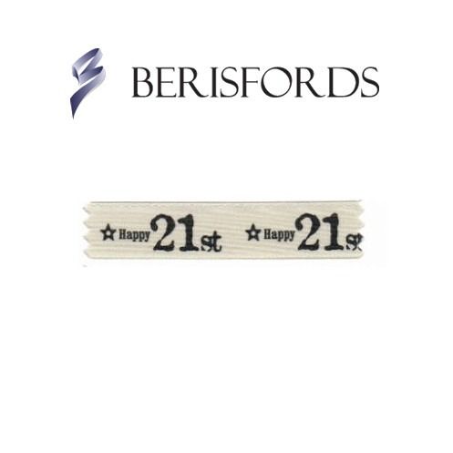 Happy 21st Birthday Ribbon 15mm x 4m by Berisfords