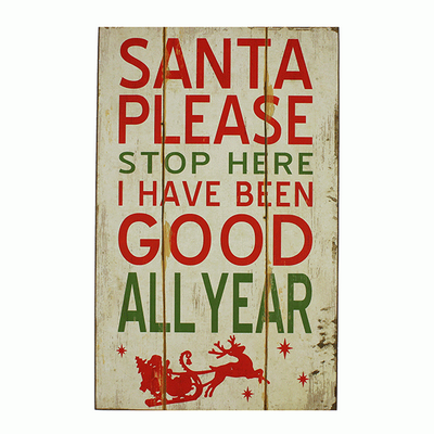 Juliana Christmas Santa Stop Here Wall Plaque