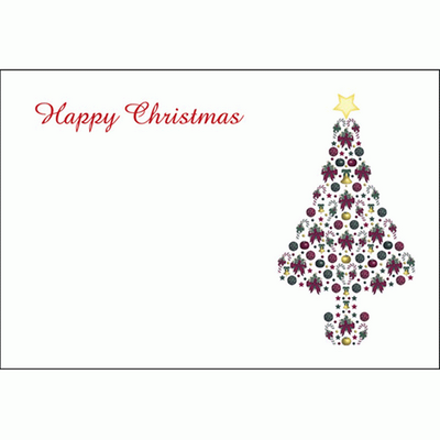 Christmas Message Card - Bauble Tree