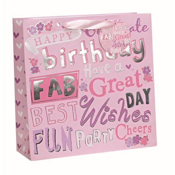 Gift Bag - Happy Birthday Girl (foil) - Medium