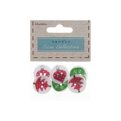 Christmas Tree Buttons  Packs Of 6 In 3 Designs 15mm