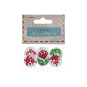 Christmas Tree Buttons  Packs Of 6 In 3 Designs 15mm