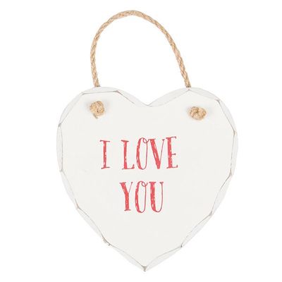 I Love You Heart Plaque Cream 14x13x1cm