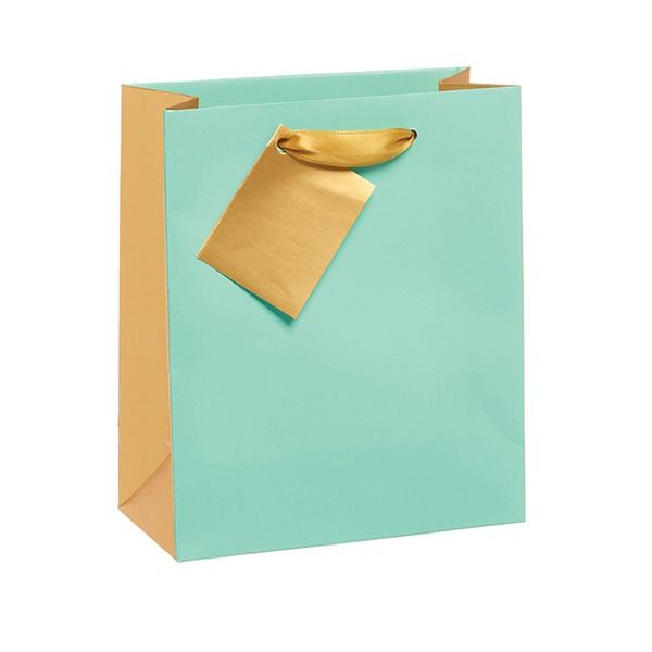 Gift Bag Aqua And Gold  Design  Small
