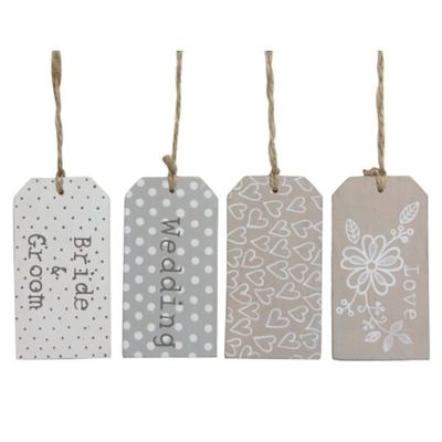 Wooden Wedding Tags - 4 Assorted - 9x5cm