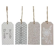 Wooden Wedding Tags - 4 Assorted - 9x5cm