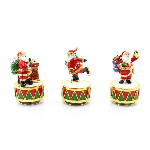 Christmas Santa Enamelled Musical Figurine Collectibles set of 3  By Leonardo Collection