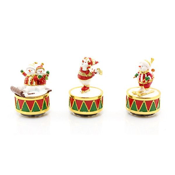 Christmas Snowman Enamelled Musical figurine Collectibles 3 designs  By Leonardo Collection