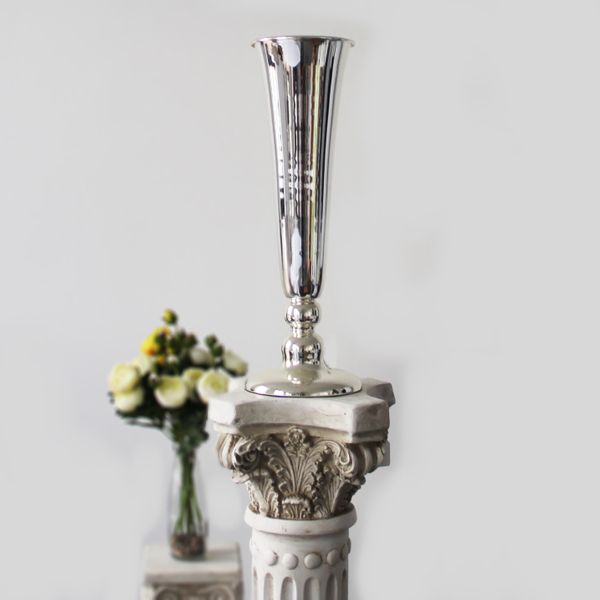 50cm Silver Plated Conic Vase