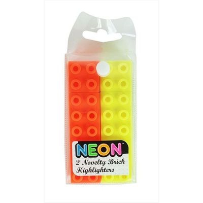 Pack Of 2 Novelty Building Brick Highlighter Pens