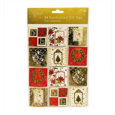 24 Hand Crafted Self Adhesive Christmas Gift Tags