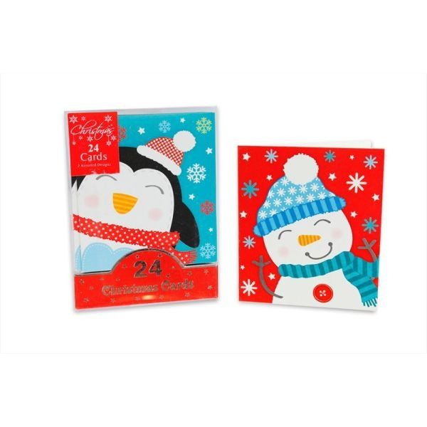 Mini Cute Cards Snowman & Penguin 24pk