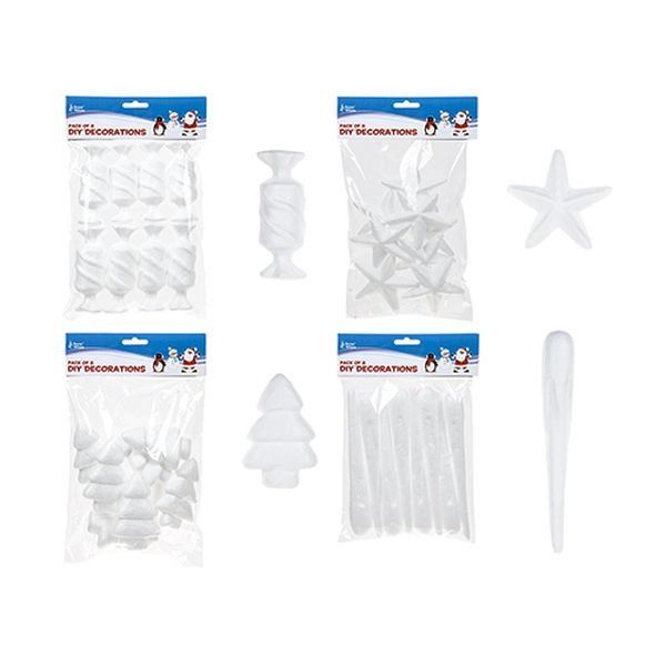 Pack Of 8 Polyfoam Diy Xmas Decorations